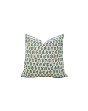 Hancrafted Hand-Craved Block Printed Design Pure Linen Pillow Cover - Tulsi Buti