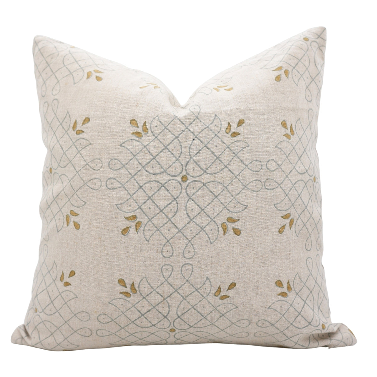 Hand Block Print Pure Linen Pillow Cover - Alpana