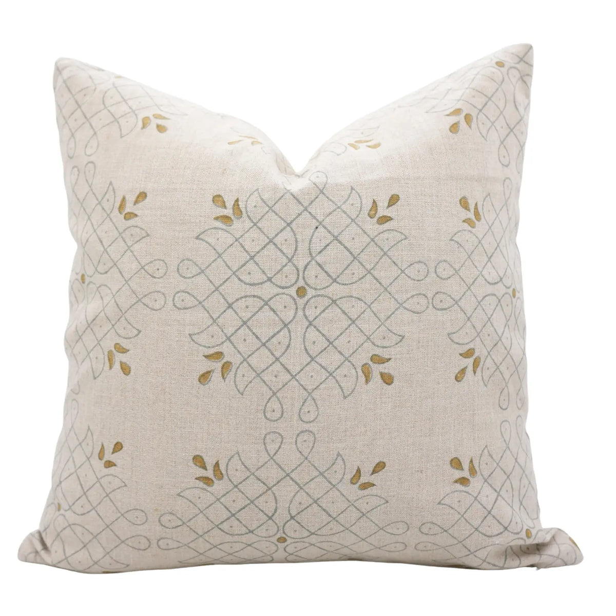 Hand Block Print Pure Linen Pillow Cover - Alpana