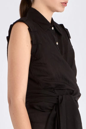 Harlow Wrap Blouse | Black