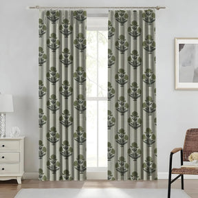 Classic Printed Pure Linen Window Curtain - Badshah