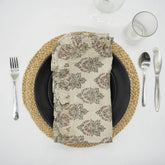 Stylish Block Printed Linen Blend Table Set Of 4 Frill Napkin - Samrat