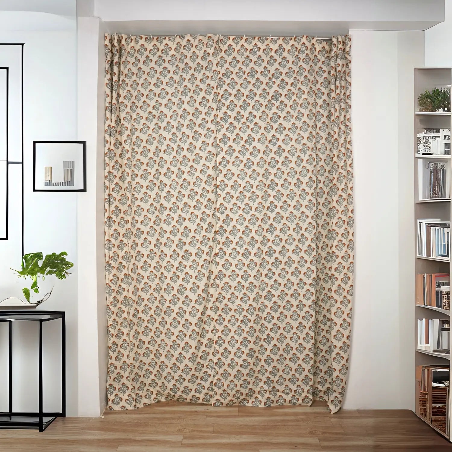 Bold Block Design Viscsoe Colored Linen Curtain - Baelpatra