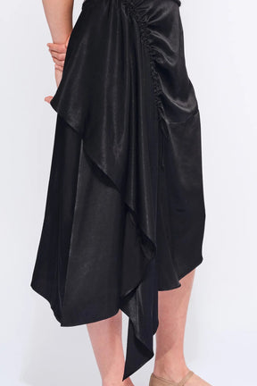 Olenka Asymmetric Ruched Skirt | Black
