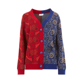 Windhoek Two Tone Color Block Print Cardigan