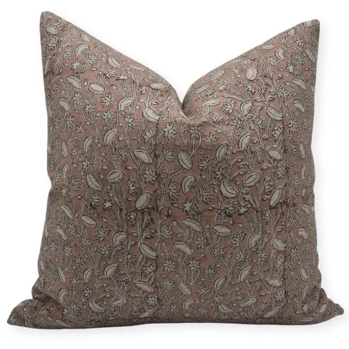 Farmhouse Décor Thick Linen Block Print Pillow Cover-Pishta