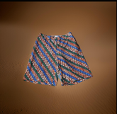 Red and Green Stripes Long Shorts