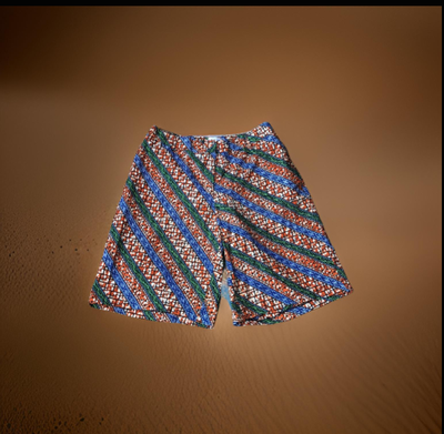 Red and Green Stripes Long Shorts