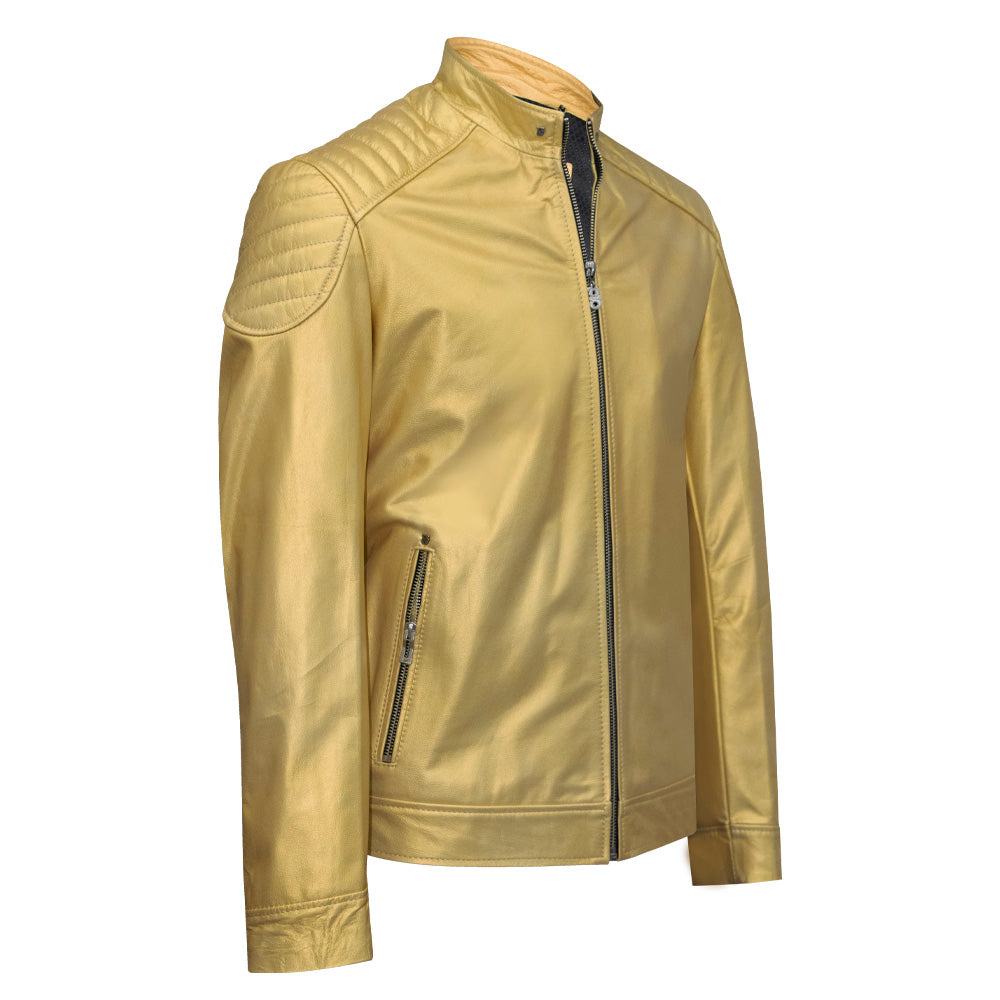 Metallic Leather Jacket in a Timeless Classic Cut