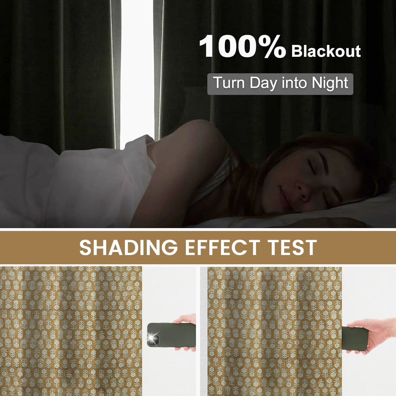 Decorative Block Thick Linen Pleated Curtain- Tulsi Buti