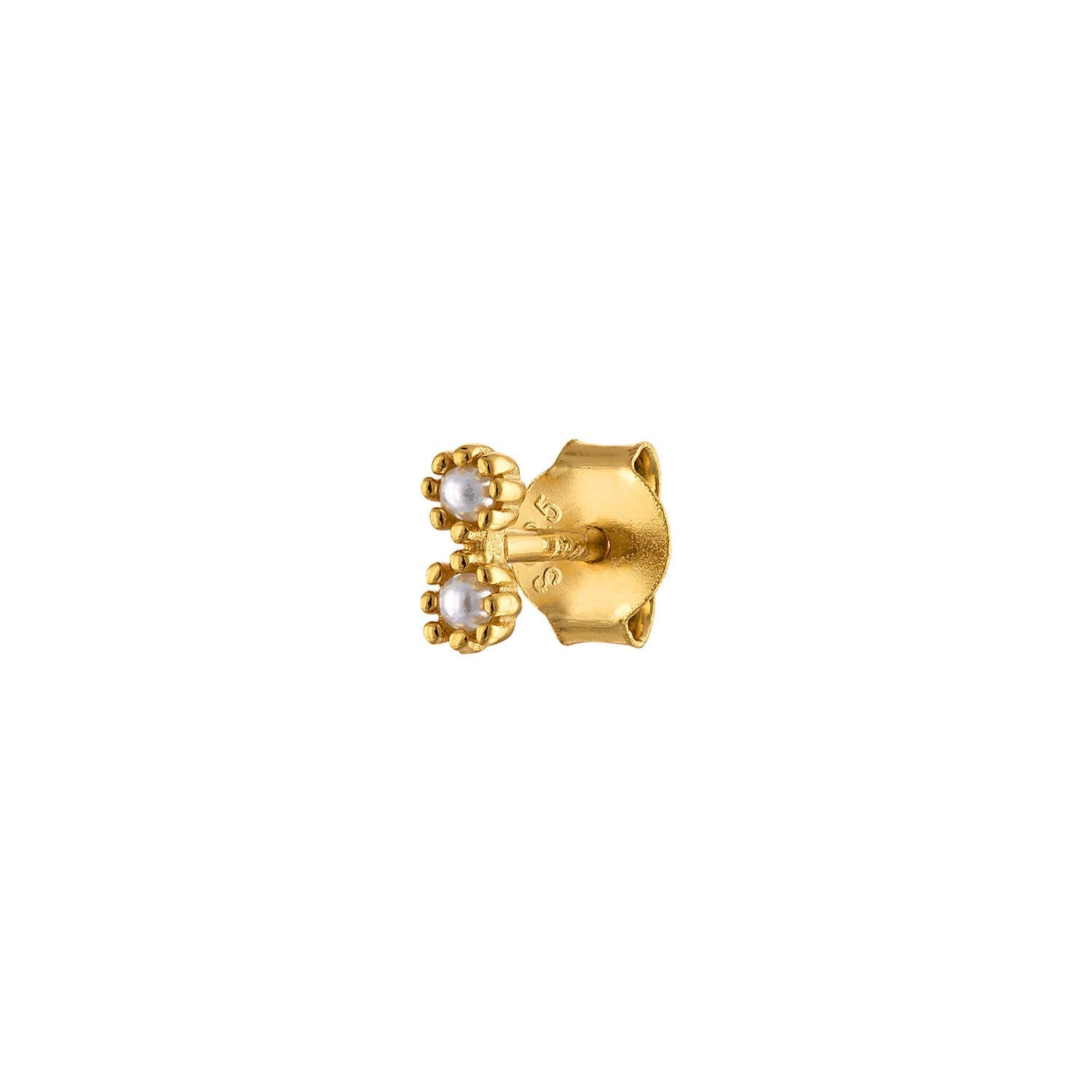 3 Flower Climber Gold Earring Stud Set Pave Pearl Sterling Silver