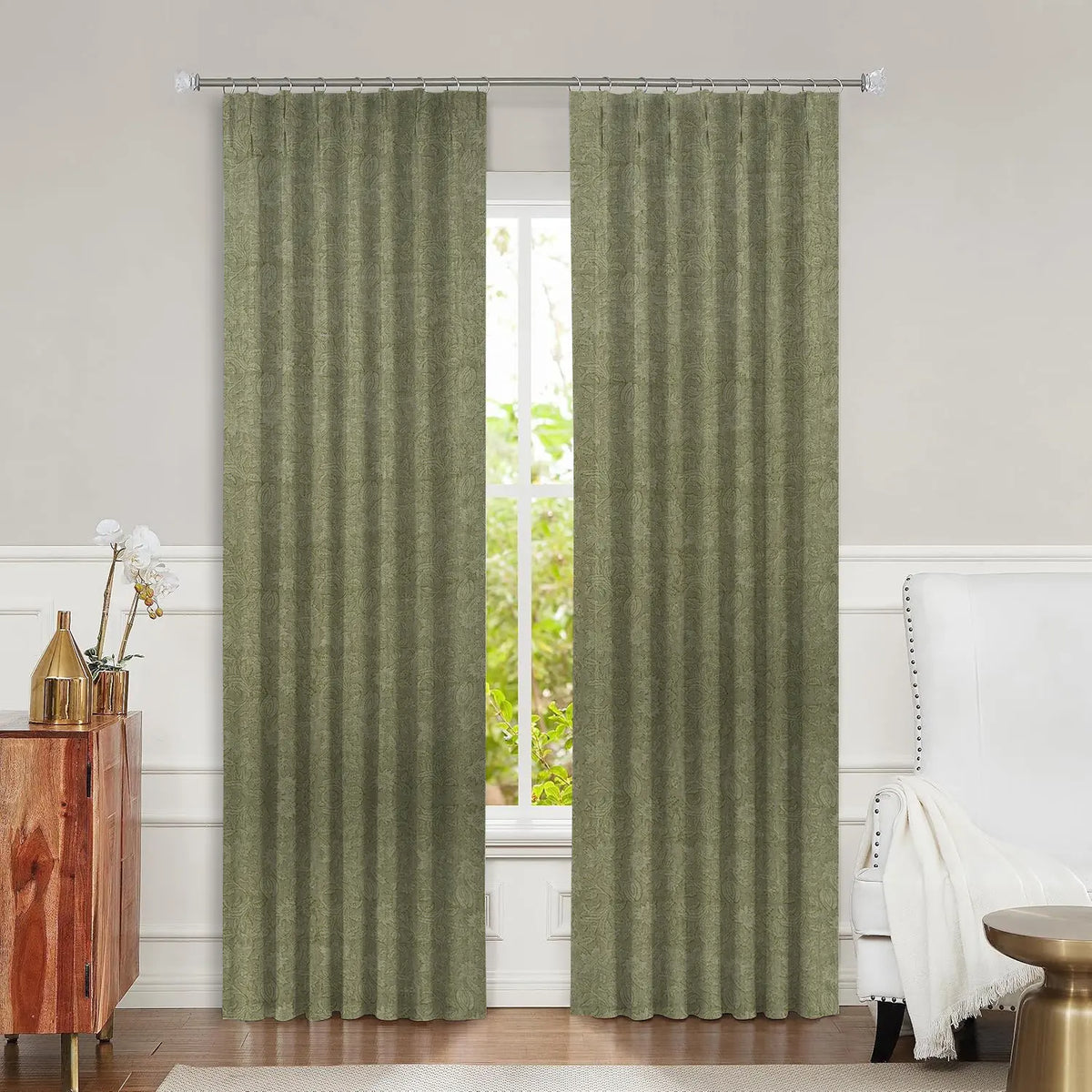 Indian Block Print Thick Linen Pleated Curtain - Manikarnika