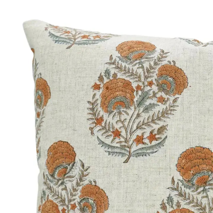 Unique Block Hand-Printed Viscose Linen Pillow Cover- Mohini