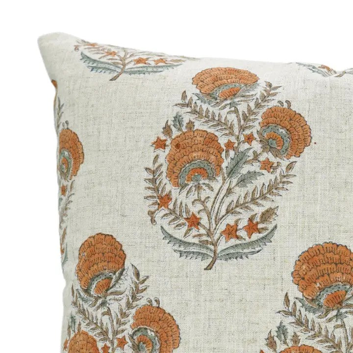 Unique Block Hand-Printed Viscose Linen Pillow Cover- Mohini