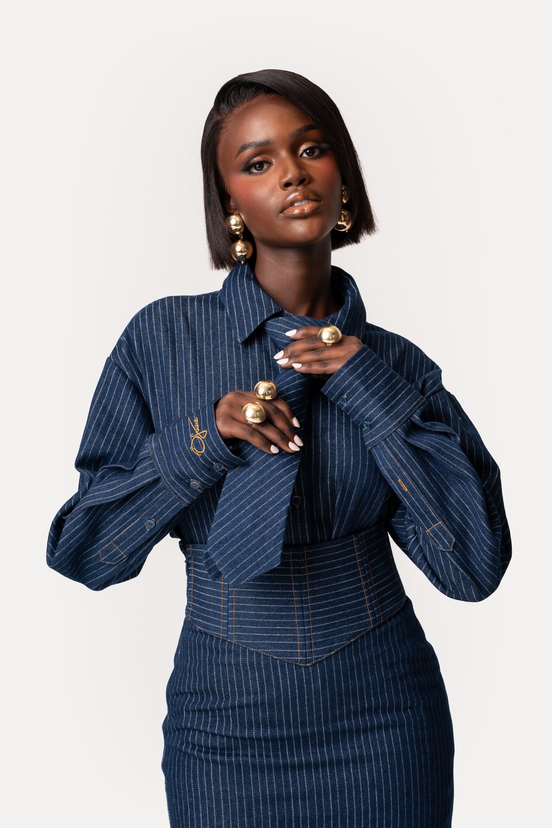 Denim Pinstripe MIKA Necktie