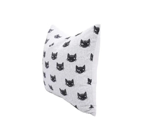 Decorative Handmade Block Print Thick Cotton White Pillow Cover - Kitty