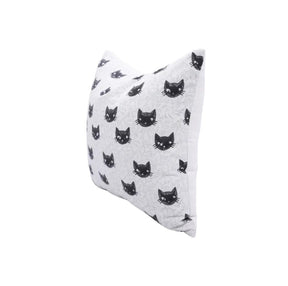Decorative Handmade Block Print Thick Cotton White Pillow Cover - Kitty