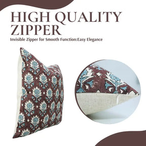 Indian Block Print Design Viscose Linen Pillow Cover - Kusum