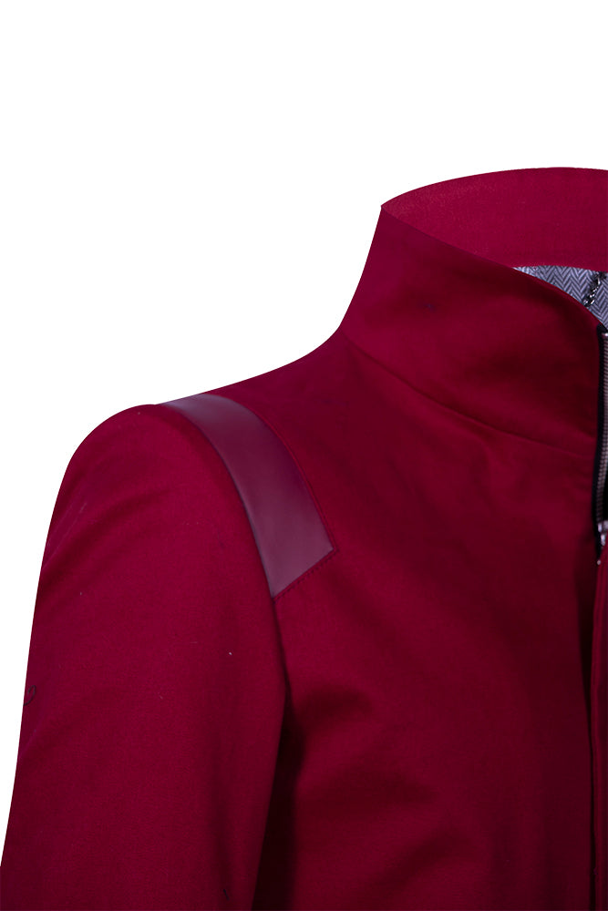 Red jacket with synthetic