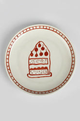 Ceramic Celebration Dessert Plate Red ( Set Of 2 ), 7 Inches
