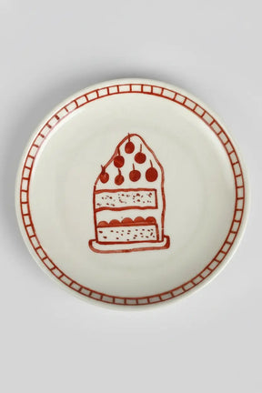 Ceramic Celebration Dessert Plate Red ( Set Of 2 ), 7 Inches