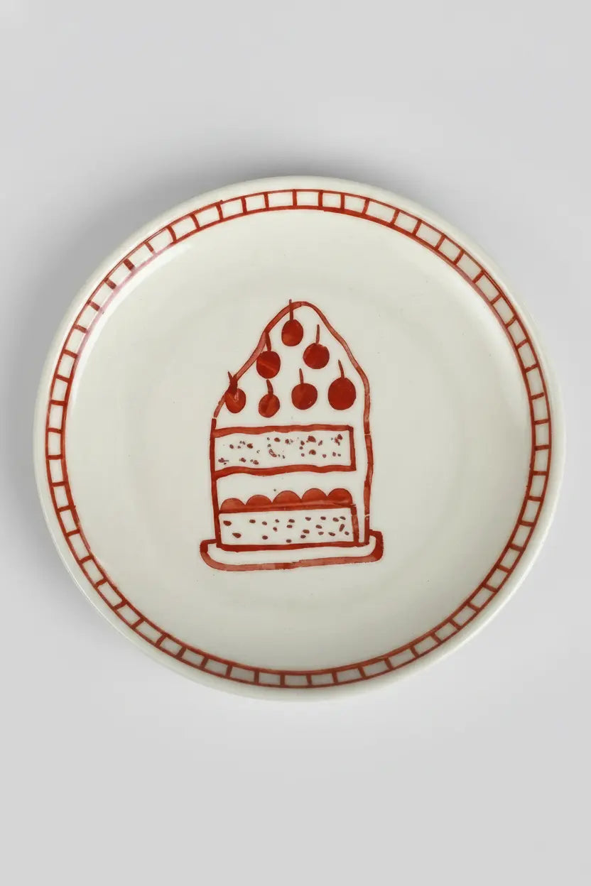 Ceramic Celebration Dessert Plate Red ( Set Of 2 ), 7 Inches