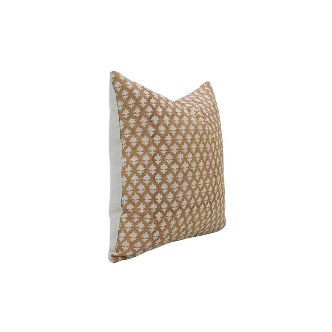 Unique Handmade Design Block Print Pure Linen Pillow Cover- Pink City