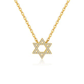 Star Of David Gold Pave Charm Necklace