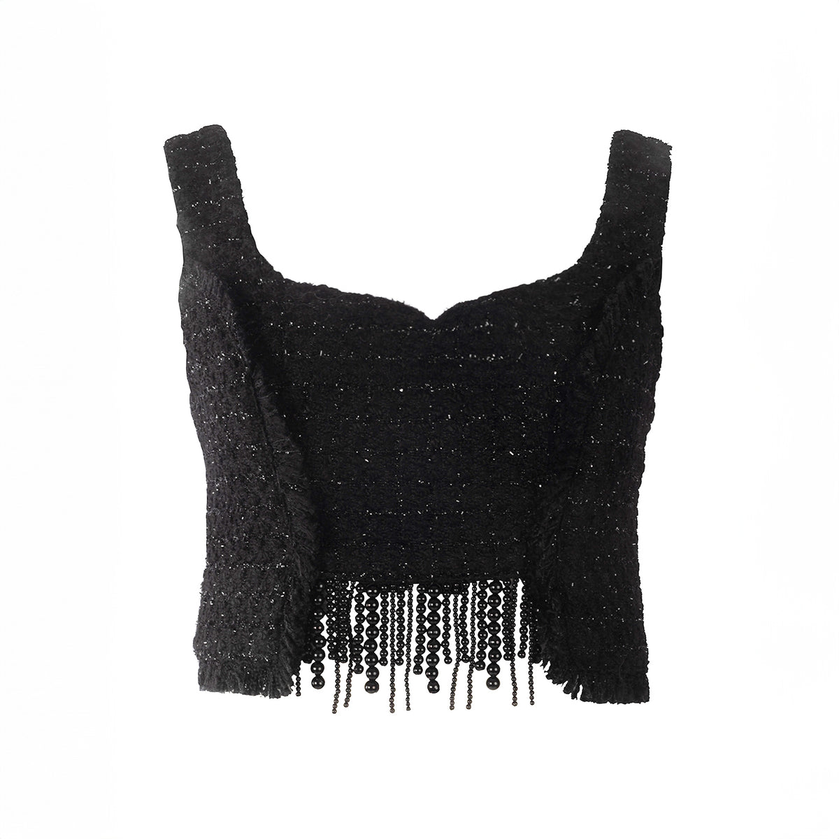 Tia Shimmering Tweed Bouclé Crop Top