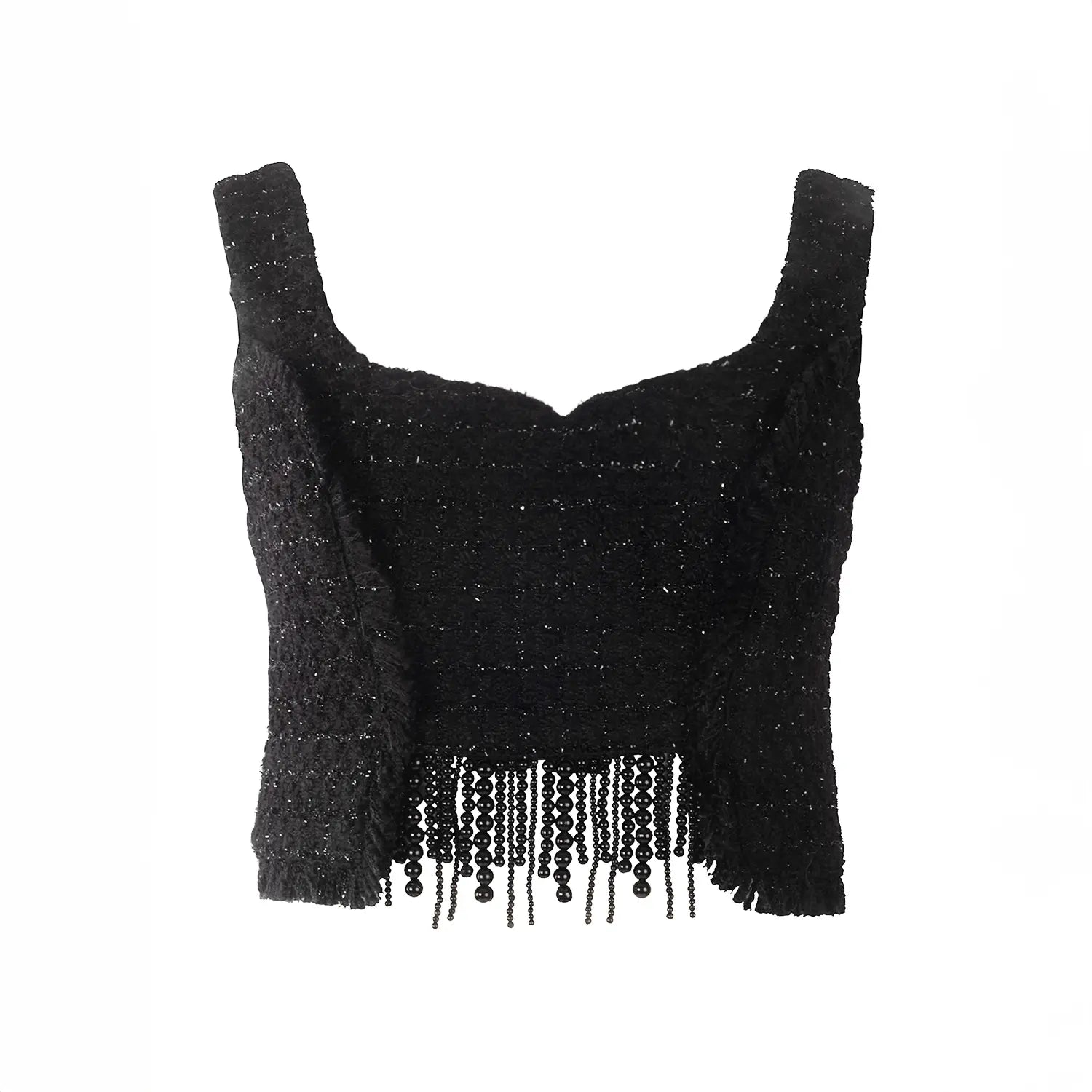 Tia Shimmering Tweed Bouclé Crop Top