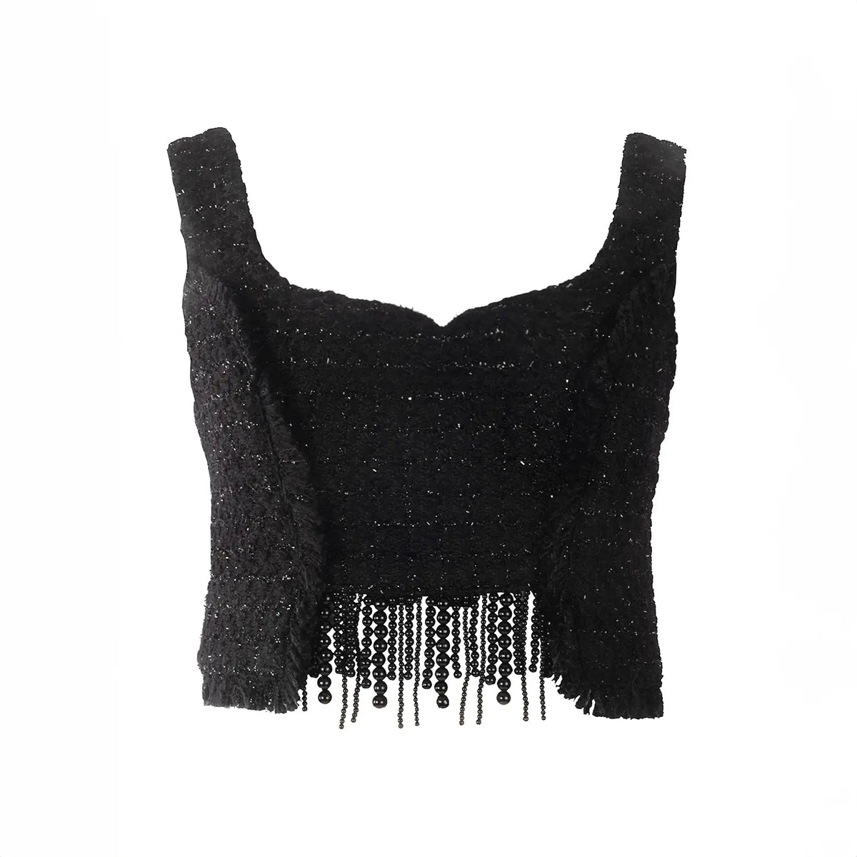 Tia Shimmering Tweed Bouclé Crop Top