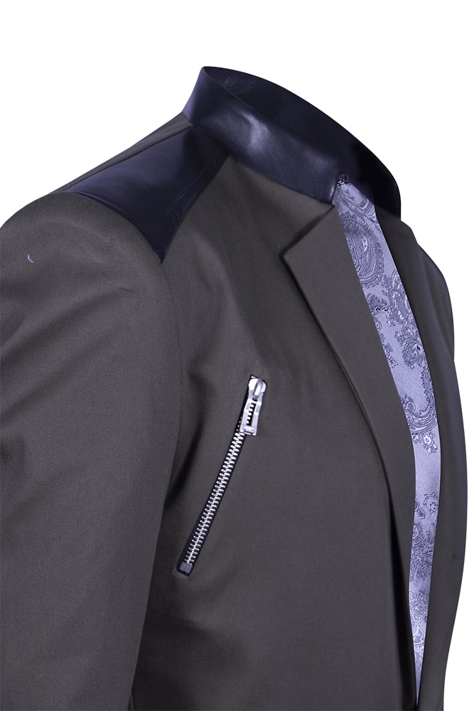 Green blazer with synthetic shoulders