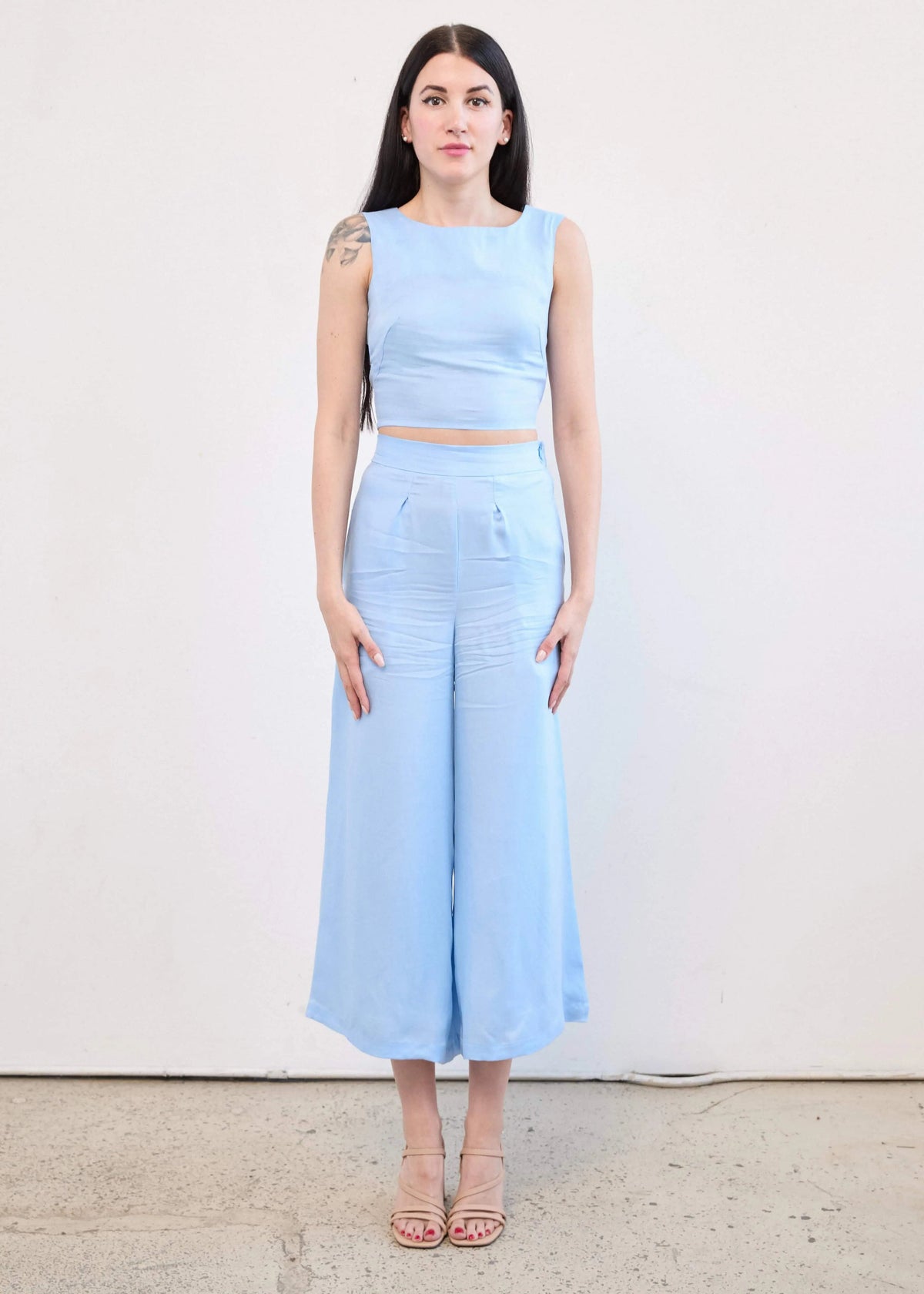 Boat Neck Crop Top In Cupro