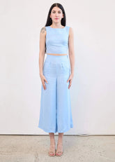 Boat Neck Crop Top In Cupro