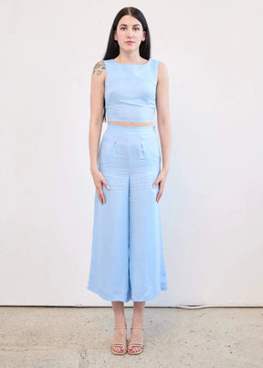 Boat Neck Crop Top In Cupro