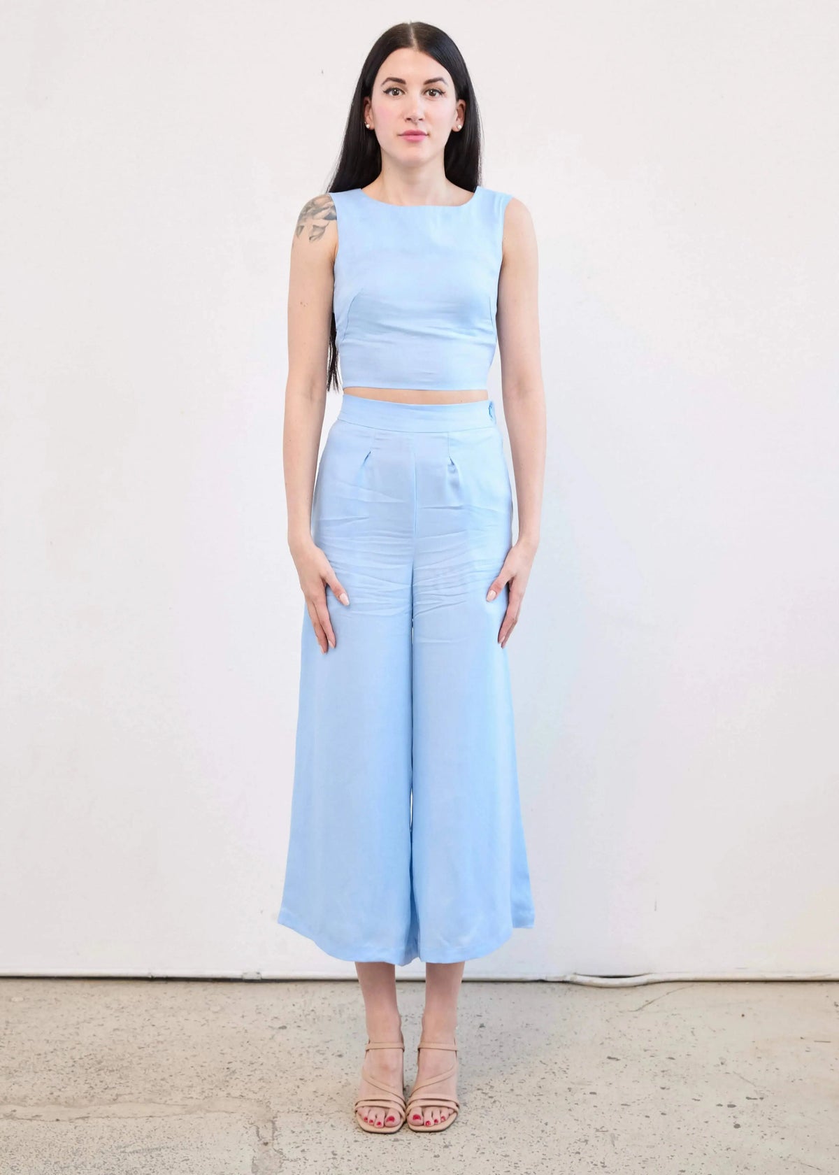 Boat Neck Crop Top In Cupro