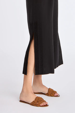 Indigo Straight Linen Blend Skirt | Black