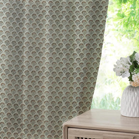 Handcrafted Print Thick Linen Pleated Curtain- Juju Flower