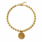 Gold Ball Chain Initial Necklace