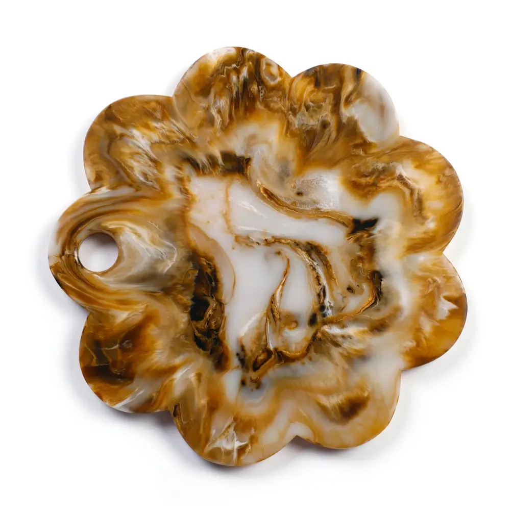 Scallop Resin Cheese Charcuterie Board, Brown - 9 Inches