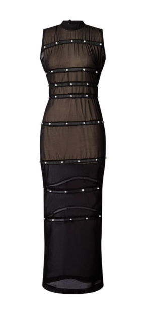 Ife Sleeveless Sheer Black Dress