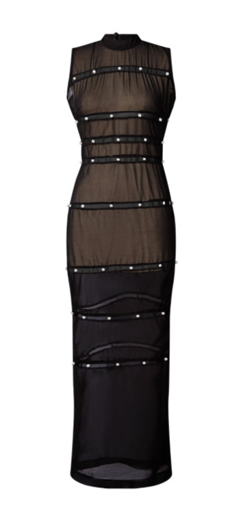 Ife Sleeveless Sheer Black Dress