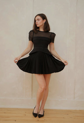 Seraphina Black Pleated Dress