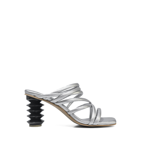 Ficus Pop Sculptural Heel Silver Sandals