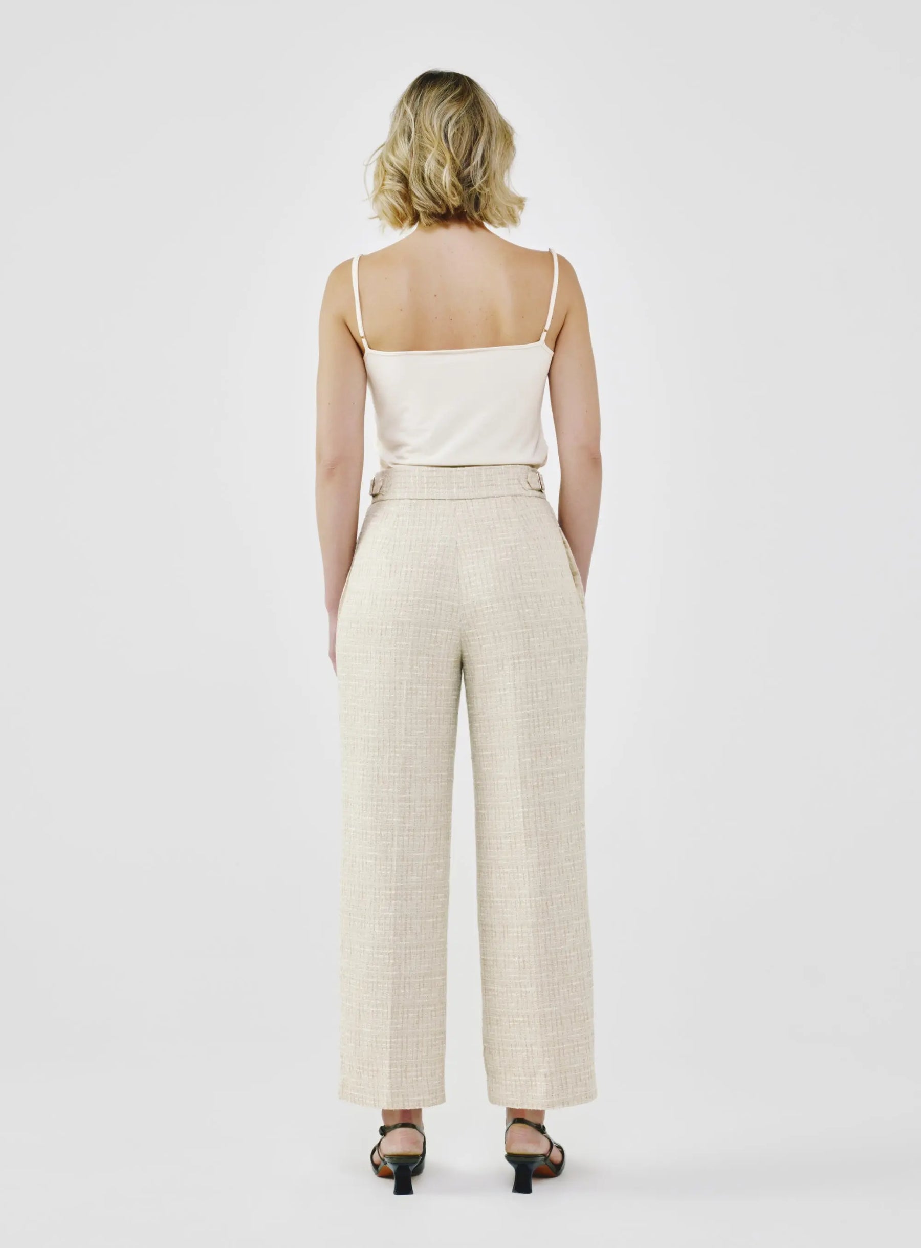 Fancy Tweed High-Waist Tailored Pants