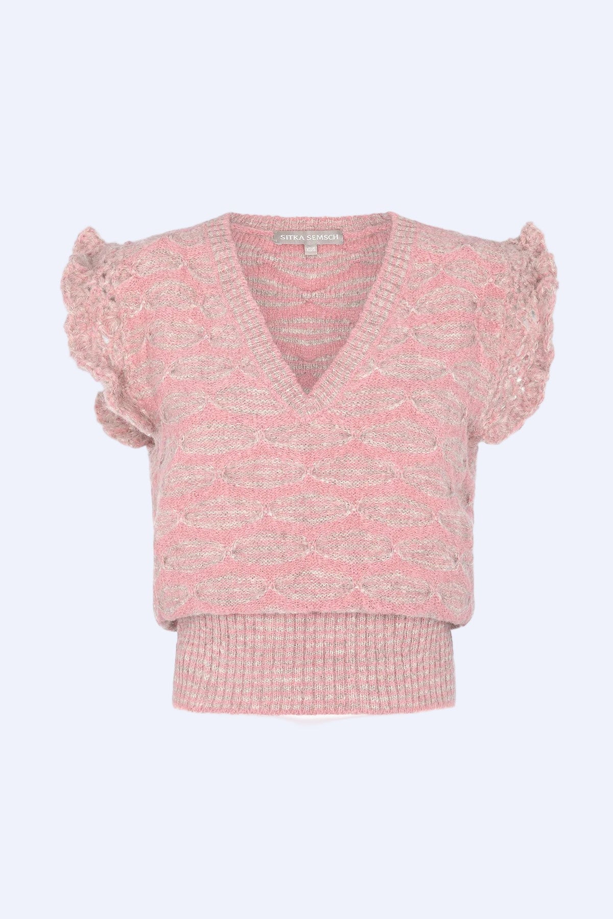 Beca Crochet Sleeve Alpaca Vest | Rose Melange