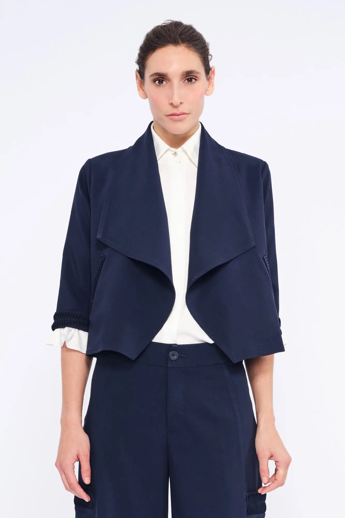 Daysi Draped Lapel Jacket | Navy