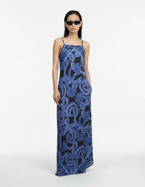Silk Serpent Noir Maxi Dress