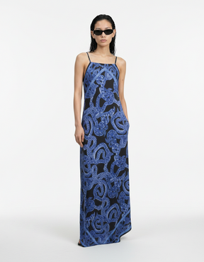 Silk Serpent Noir Maxi Dress
