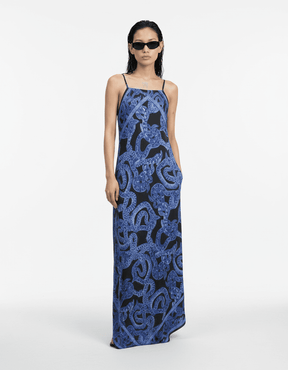 Silk Serpent Noir Maxi Dress